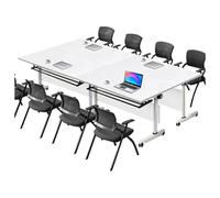 Folding Conference Table Set - 2pcs Flip-Top Design with Privacy Baffle and Caster Wheels for Offices, Training Rooms, Classrooms - Space-Saving Solution