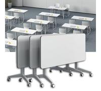 Folding Conference Table Set - 3PCS Flip-Top Mobile Training Tables Rectangular Modular Design for Office Meeting Classroom Use 55x20x30in - Space-Saving Portable