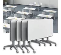 Folding Conference Table Set - 4 Mobile Flip-Top Training Tables, Rectangular Modular Design for Office, Meeting & Classroom Use, 55"x16"x30"