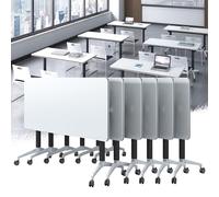 Folding Conference Table Set of 6 Flip Top Mobile Meeting & Training Tables Versatile Seminar & Boardroom Tables for Home Office Classroom 70.8"x15.7"x29.5"