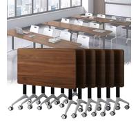 Folding Conference Table Set of 6 Flip Top Office Training Tables on Wheels Mobile Seminar & Boardroom Tables for Home Office & Classroom 47.2"x19.6"x29.5"