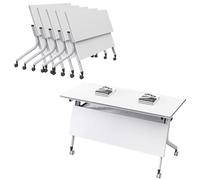 Folding Conference Table Set with WheelsModular Office Meeting Tables for Training Sessions Team Collaboration and EventsPortable & SpaceSaving Design