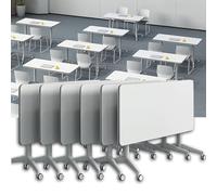 Folding Conference Table Set6 Mobile Training Tables Rectangular Modular Design for Office Meeting & Classroom Use 63"x16"x30"Portable & Versatile