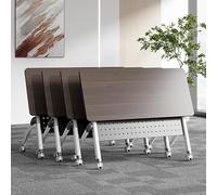 Folding Conference Table with 4 Locking Wheels RectanguDesign for Home or Office Privacy Flap Walnut Finish 55" x 24" x 29" Portable & Space-Saving Solution (4pcs)