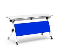 Folding Conference Table with Flip-Top Design, Mobile Rectangle Table with Caster Wheels, Space-Saving for Office Meetings and Training Sessions