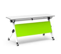 Folding Conference Table with Flip-Top Design, Mobile Rectangle Table with Caster Wheels, Space-Saving for Office Meetings and Training Sessions