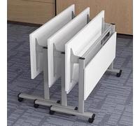 Folding Conference Table with Flip Top Mobile Rectangular Training Table on Caster Wheels for Office Classroom or Meeting Room Use Space Saving Design Easy Storage