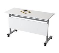 Folding Conference Table with Flip Top Mobile Rectangular Training Table on Caster Wheels for Office Classroom Meeting Room Event Space Portable & Adjustable Height