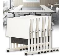 Folding Conference Table with Flip Top Rolling Training Desk for Office Seminar & Classroom Use Versatile Space Saving Solution for Meetings and Workshops