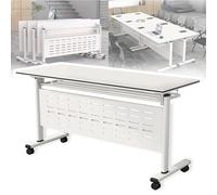 Folding Conference Table With Flip-Top & Wheels, Training Table With Metal Frame Modular, Space-Saving Design For Office, Meeting, And Classroom Use(C,180x50x75cm/71x20x29.5in)