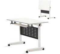 Folding Conference Table with Iron Wheels - Modern Office Boardroom Desk for Meeting Rooms, Classrooms, and Event Spaces - 2pc - 140 * 60 * 75cm