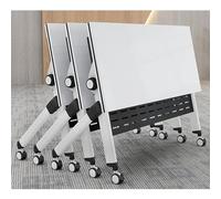 Folding Conference Table with Silent Wheels, Mobile Flip Top Seminar Table for Office, Large Rectangle Meeting Table with Four Locking Wheels, Space-Saving Design