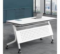 Folding Conference Table with Stainless Steel Sto Rack Free Standing Floating Table for Meetings Space Saving Foldable Design Privacy Panel Included Ideal for Offices & Events