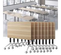 Folding Conference Table with Wheels Flip Top Training Table for Office & Home 8-Pack Seminar Boardroom Tables Compact 47.2"x19.6"x29.5" for Meetings & Classes