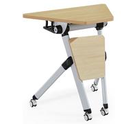 Folding Conference Table with Wheels - Mobile Office & Classroom Meeting Table Flip Top Design Space-Saving Adjustable Height Ideal for Collaborative Work Events & Training