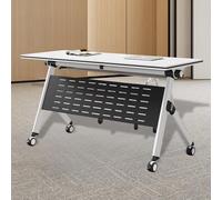 Folding Conference Table with Wheels, Rectangular Office Meeting Table, Modern Seminar Desk for Home Office