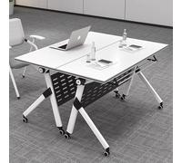 Folding Conference Table with Wheels, Rectangular Office Meeting Table, Modern Seminar Desk for Home Office