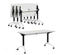 Folding Conference Table with Wheels4Piece Set 63"x24"x2" Portable Training Room & Office Table Locking Wheels for Easy Mobility Ideal for Meetings & Events (White)