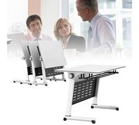 Folding Conference Table with WheelsModern Flip Top Mobile Training Table for Office Classroom & MeetingSpaceSaving Design Easy to Move & Store