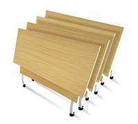 Folding Conference Table - Wooden Flip Top Meeting Table 140x60x75CM Portable Training Table with Silent Caster Wheels for Office Meeting Room Events