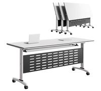 Folding Conference TableMobile Flip Top Seminar & Boardroom Table with 4 Locking WheelsSpaceSaving Training Furniture for Meeting Rooms