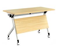 Folding Conference TableModern Mobile Meeting Table with Silent Wheels Sturdy Metal Frame for Office Reception Classroom Training120x60x75CM Portable SpaceSaving Design