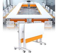 Folding Conference TableModular Foldable Square Meeting Table with Silent Wheels Ideal for Office Seminar Rooms Classrooms & Collaborative Spaces