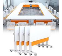 Folding Conference TableModular Foldable Square Meeting Table with Silent Wheels Ideal for Office Seminars Classrooms & Collaborative Spaces