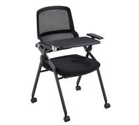 Folding Conference Training Chair with Table Rolling Office Chair for Meetings Classroom and Computer Use - Gray