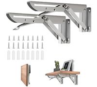 Folding Console Heavy Duty 200 mm, Pack of 2 Stainless Steel Folding Console Table Folding Shelf Brackets Folding Shelf Brackets Wall Shelf Support Bracket for DIY Bracket, Folding Table