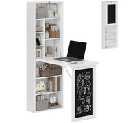 Folding Convertible Desk Blackboard Bookshelf White