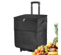 Folding cooling trolley with wheels - Insulating mobile, Cooler transportable | Cooling container on smoothly rotating wheels with telescopic handle, Ideal for picnic camping visouting