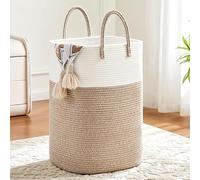 Folding cotton rope household dirty clothes basket, hand woven large laundry basket