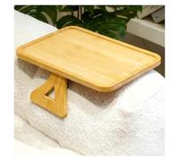 Folding Couch Arm Tray, Bamboo Adjustable Foldable Sofa Arm Clip-On Tray with Cup and Phone Holder