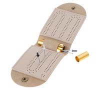 Folding Cribbage Board With Metal Pegs Portable Leather Game Set Unique 2 Track Cribbage Board Game Set