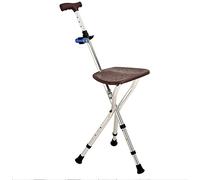 Folding Crutch Stool Height Adjustable Folding Cane Seat Aluminum Alloy Crutch Chair with LED Light and 3 Retractable Legs Outdoor Travel Announcements Lightweight Walking Stick for Elderlywalking sti