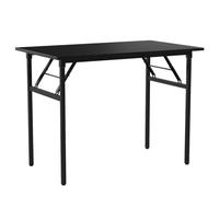 Folding Cuter Desk - Metal e & Artificial Board Slish Home Office Writing Table Space-Saving Design for Dining & Conference Use (Black)