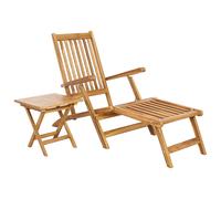 Folding Deck Chair Adjustable Natural Solid Teak Wood with Footrest vidaXL