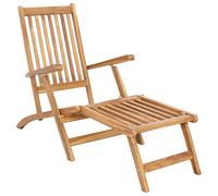 Folding Deck Chair Adjustable Natural Solid Teak Wood with Footrest vidaXL