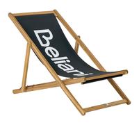 Beliani Acacia Folding Deck Chair Light Wood with Black ANZIO, Black