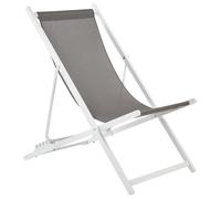 Beliani Folding Deck Chair Grey and White LOCRI II, Grey