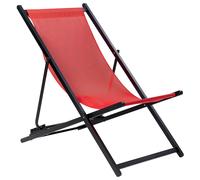 Beliani Folding Deck Chair Red and Black LOCRI II, Red