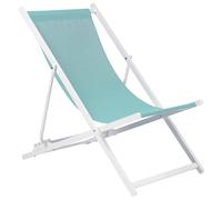 Beliani Folding Deck Chair Turquoise and White LOCRI II, Blue