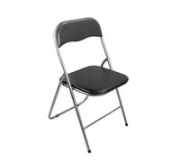 Folding Desk Chair Padded Light Weight Space Saving, Silver Frame, Faux Leather Padded Seat Rectangular Compact Folding Chair for Home Office Party School Library stool Lightweight Foldable (Black)