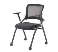Folding Desk Chair with Armrests and Wheels - Mesh Back Ergonomic Support for Office, Conference, and Training Room Use - Portable Space-Saving Design