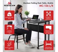 Folding Desk Computer Desk with Wheels Black 100 x 73 cm Maclean