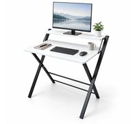 Folding Desk, Work Desk, PC Table with Monitor Riser