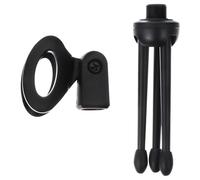 Folding Desktop Microphone Stand Tripod, Black Plastic Table | Space-saving Portable Design, for Dynamic Vocal Mics and Handheld Microphones, Teachers, Streamers