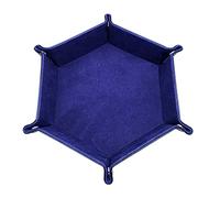 Folding Dice Tray with PU Outer and Velvet Lining, Rolling Holder Storage Box for Table Games, 6 Corner Snaps Easy to Fold