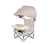 Folding Dining Chair - 14.96x12.2x14.57in Portable Travel Seat | Aluminum Alloy Frame with Removable Tray | Sun Canopy Feeding Booster | Indoor Outdoor Lawn Beach Camping Picnic Use & Fam